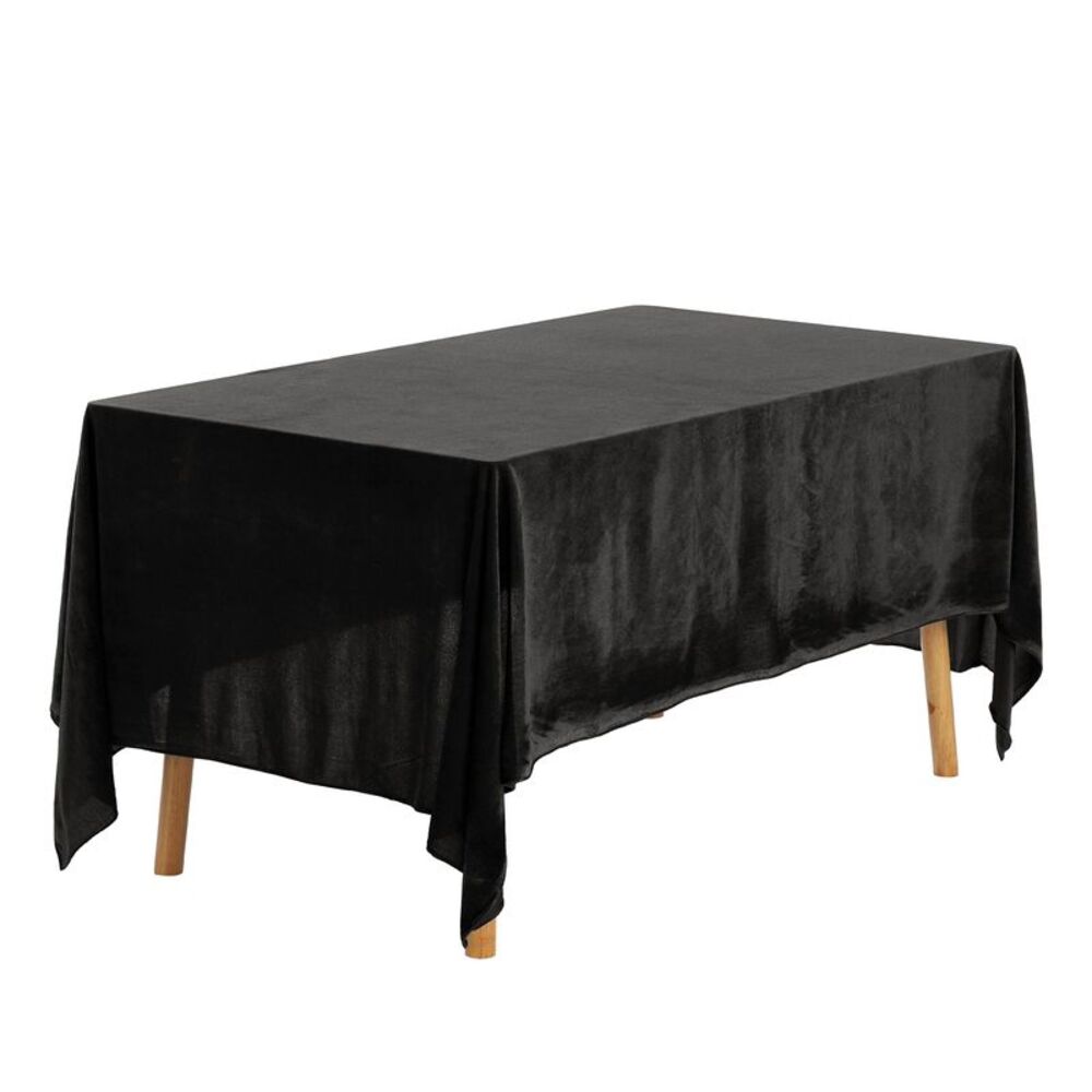 1pc Rectangle Tablecloth Washable Velvet Dining Table Cover 63x110inch Black